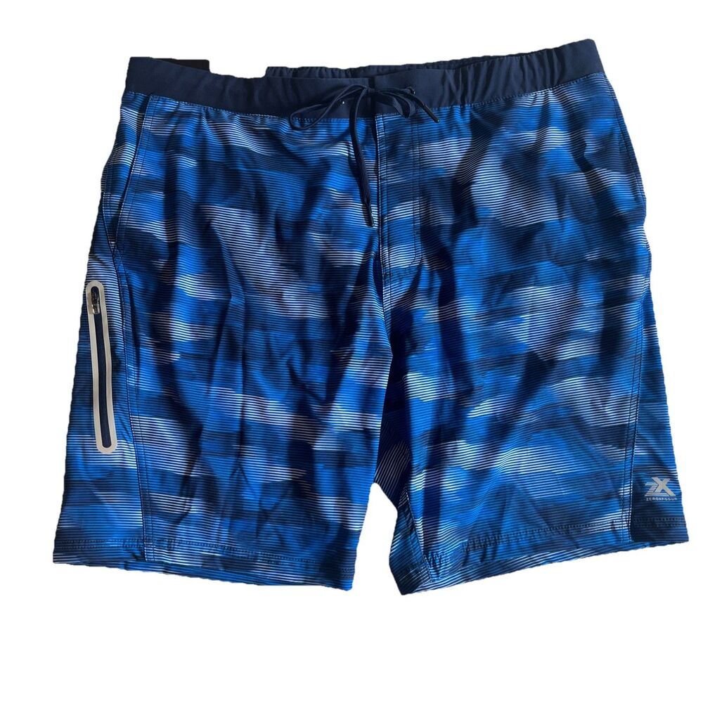 ZEROXPOSUR Board Shorts Men's XL Blue Surf Swim Stretch Liner UPF 50 360 Comfort